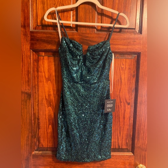 NWT Lulus Sparkling Sensibility Emerald Green Sequin Bodycon Mini Dress Small S - Picture 6 of 11